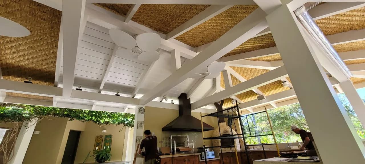 Forro de esteira de bambu da Casa Iporanga — registro de obra.