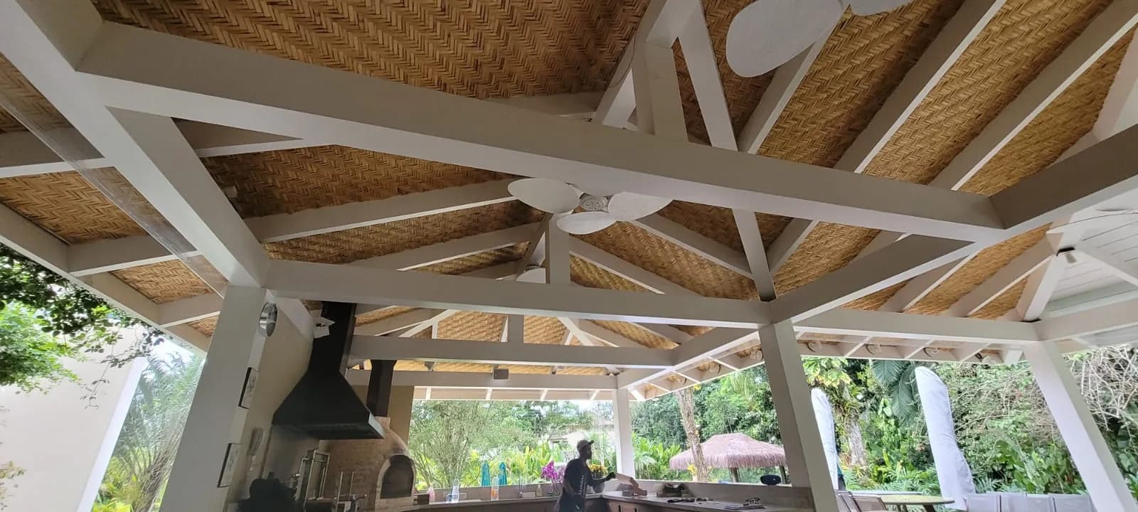 Forro de esteira de bambu da Casa Iporanga — registro de obra.