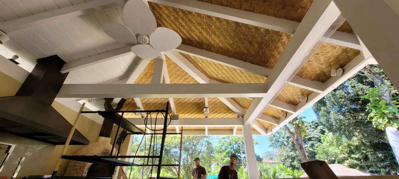 Forro de esteira de bambu da Casa Iporanga — registro de obra.