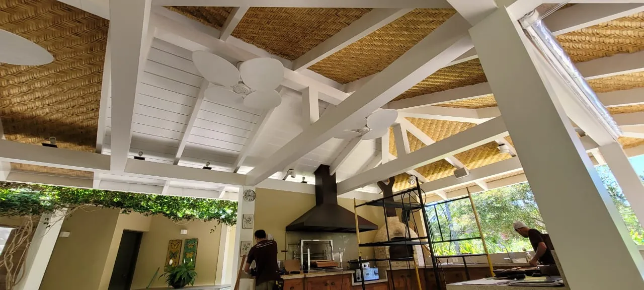 Forro de esteira de bambu da Casa Iporanga — registro de obra.