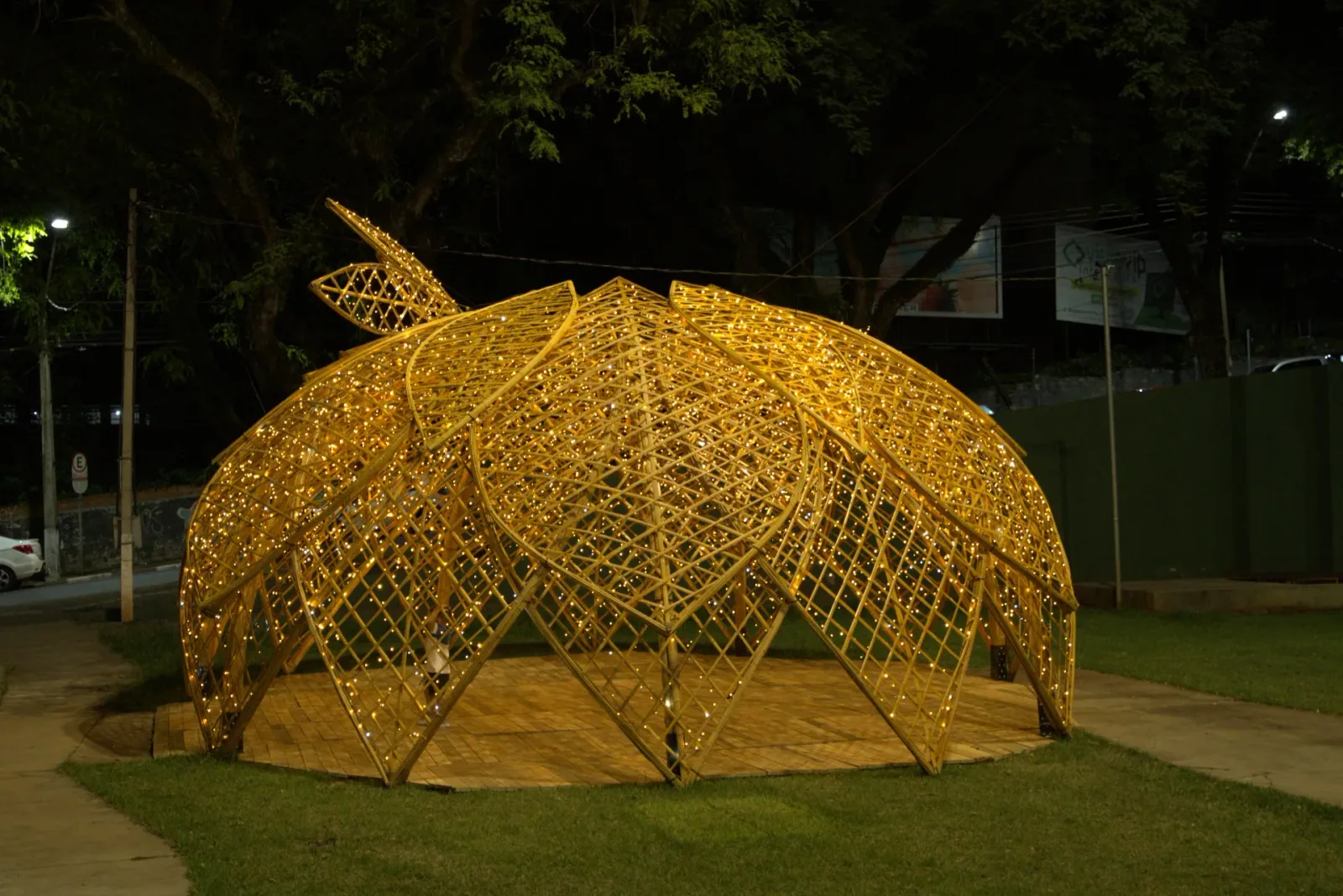 Domo geodésico em bambu — Natal dos Pioneiros — Cascavel 2024.