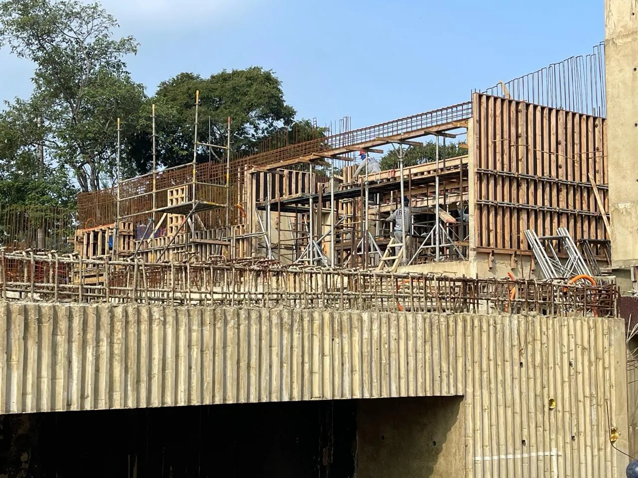 Estampa de bambu em concreto — registro de processo e obra.