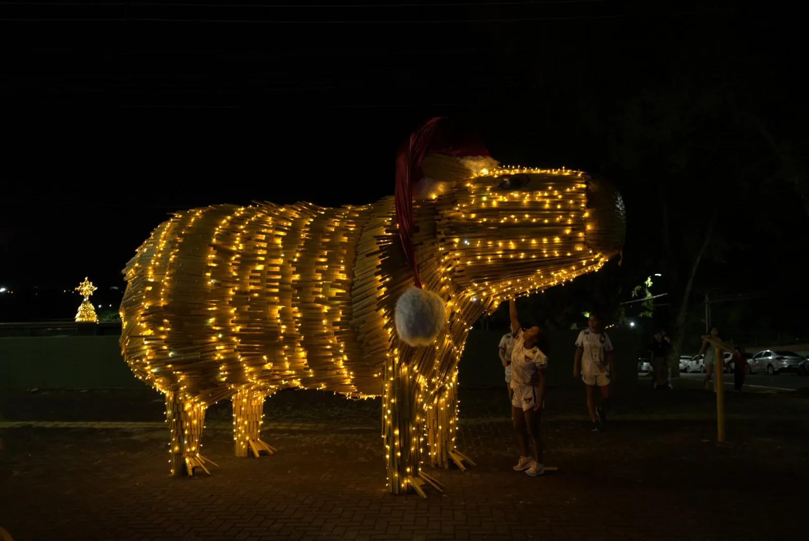 Capivara cenográfica em bambu (fauna da região) — Natal Foz do Iguaçu 2025.