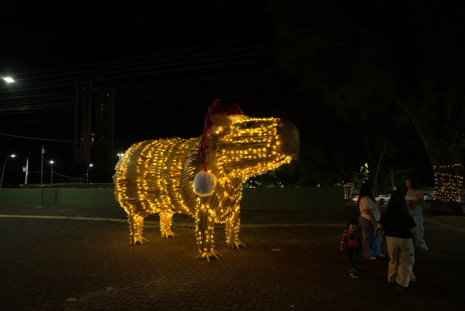 Capivara cenográfica em bambu (fauna da região) — Natal Foz do Iguaçu 2025.