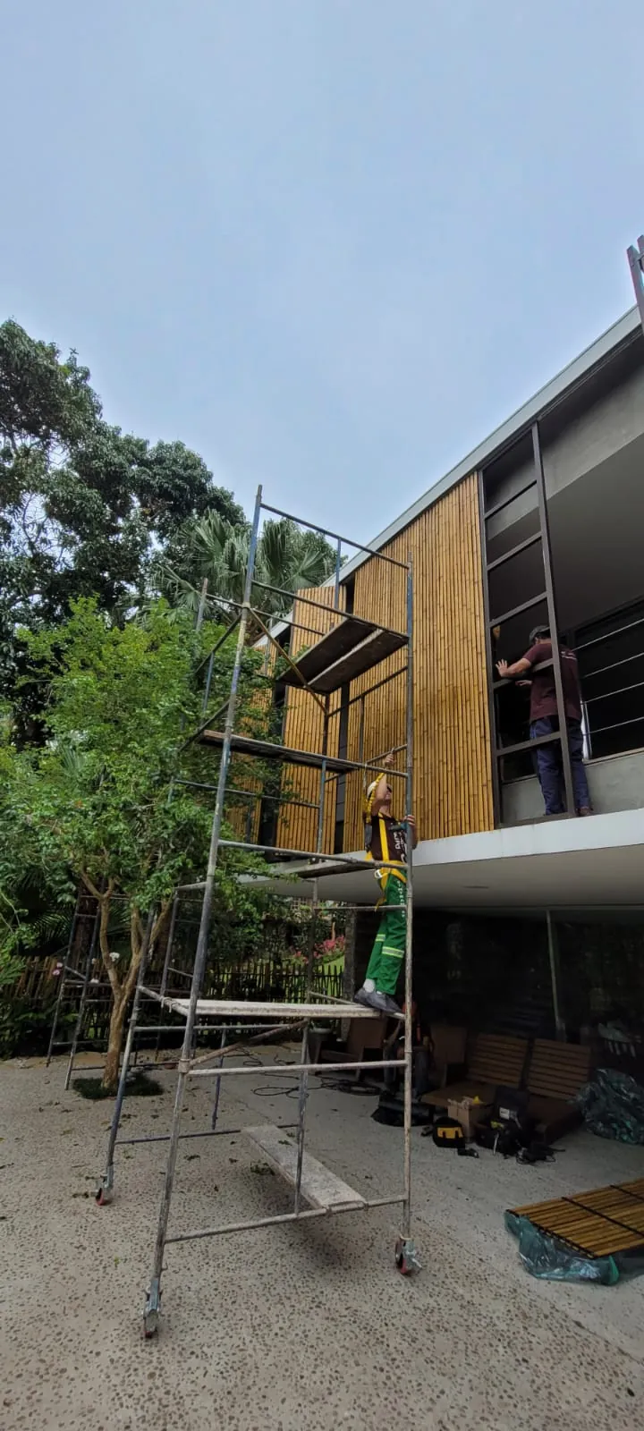 Revestimento de bambu da Casa da Praia da Feiticeira (MK27) — registro de obra.