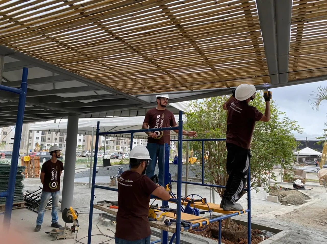 Forro de bambu do Parcão Multiplan — registro de obra.