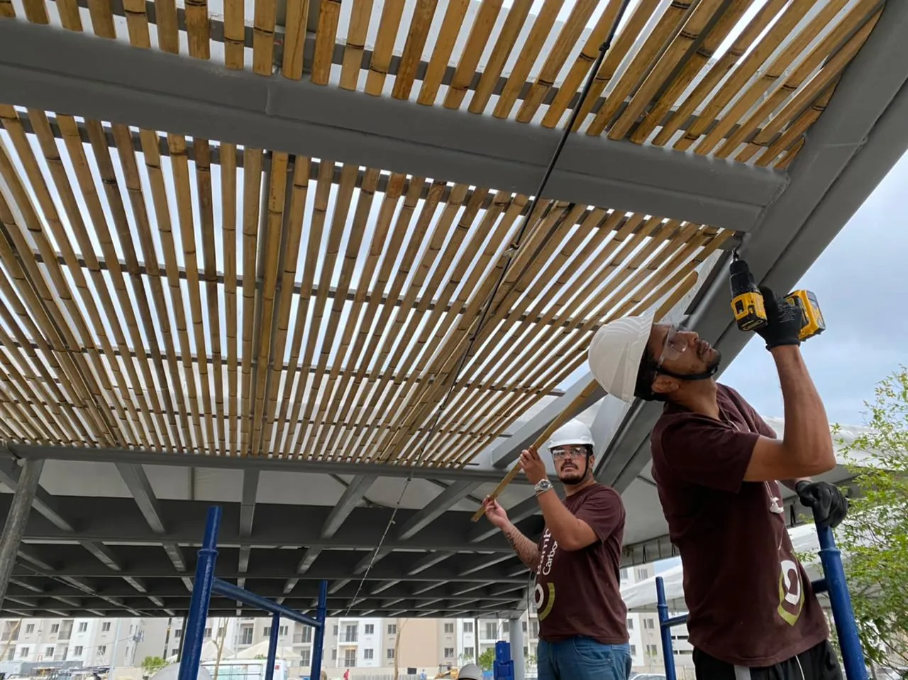 Forro de bambu do Parcão Multiplan — registro de obra.