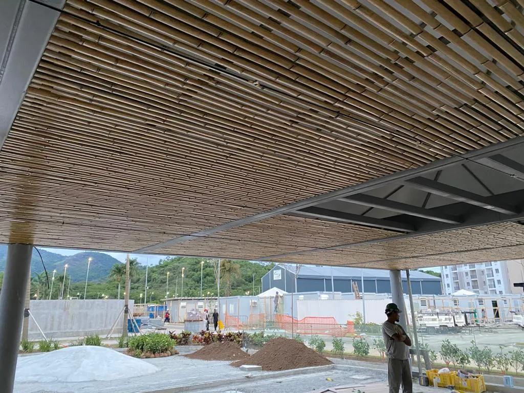 Forro de bambu do Parcão Multiplan — registro de obra.