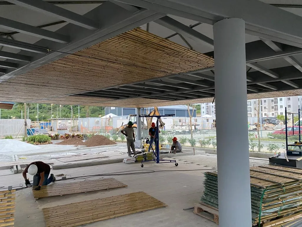 Forro de bambu do Parcão Multiplan — registro de obra.