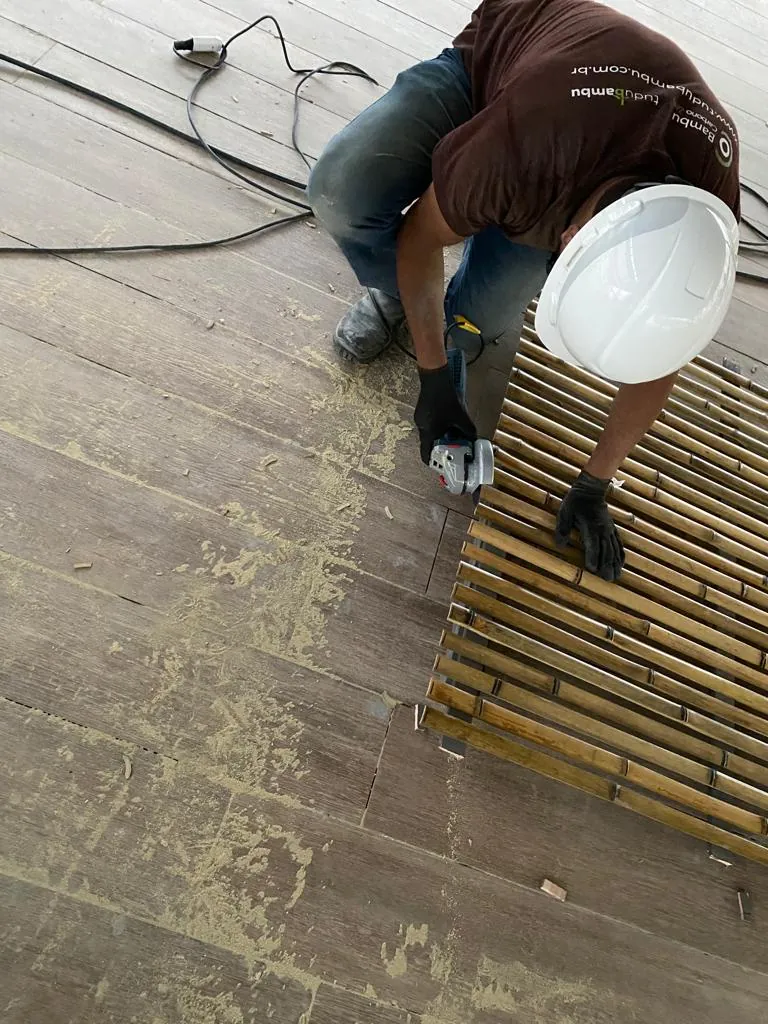 Forro de bambu do Parcão Multiplan — registro de obra.