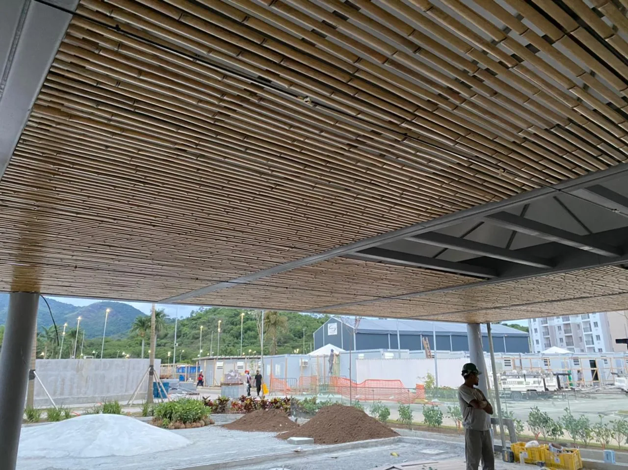 Forro de bambu do Parcão Multiplan — registro de obra.