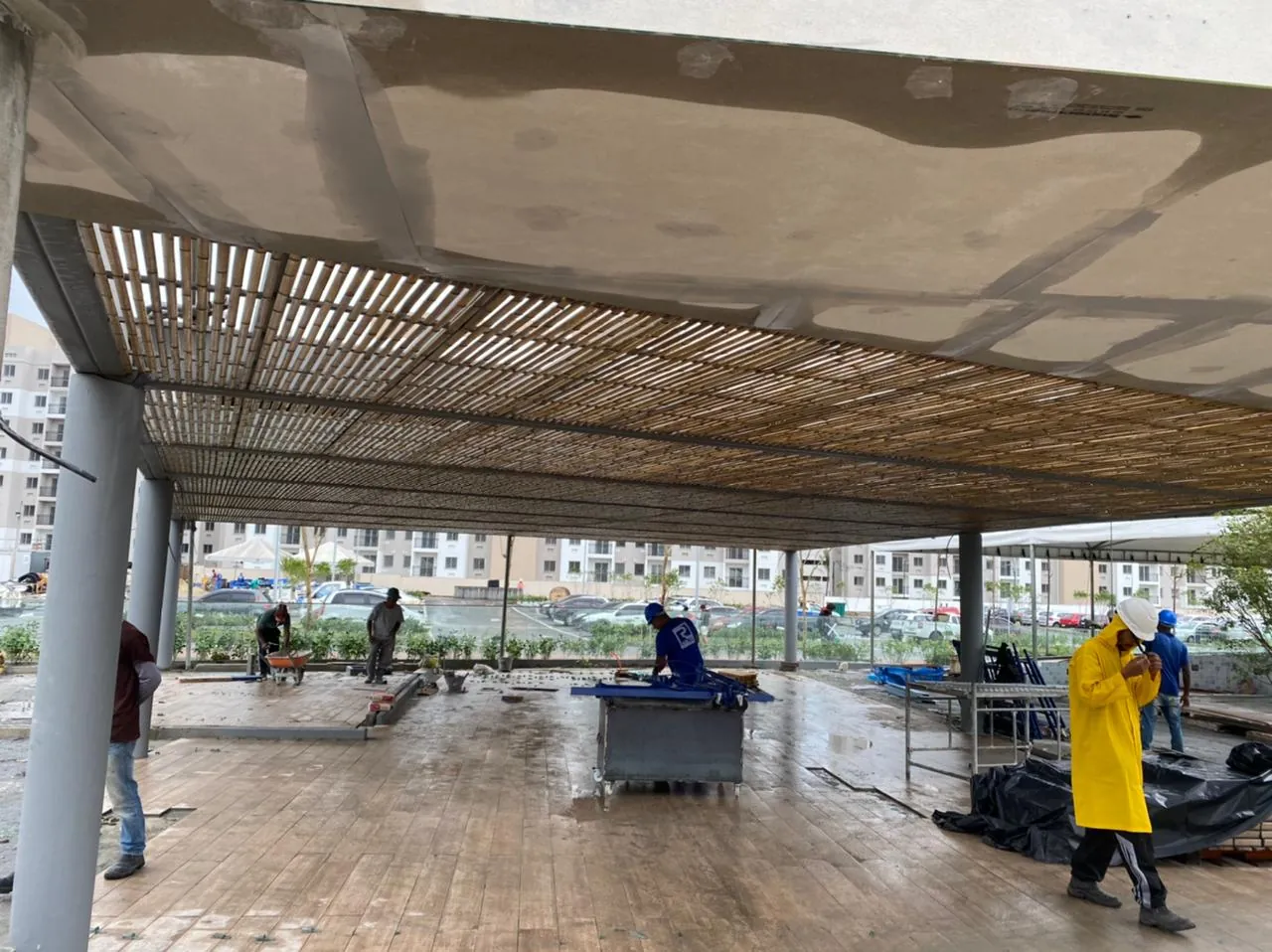 Forro de bambu do Parcão Multiplan — registro de obra.