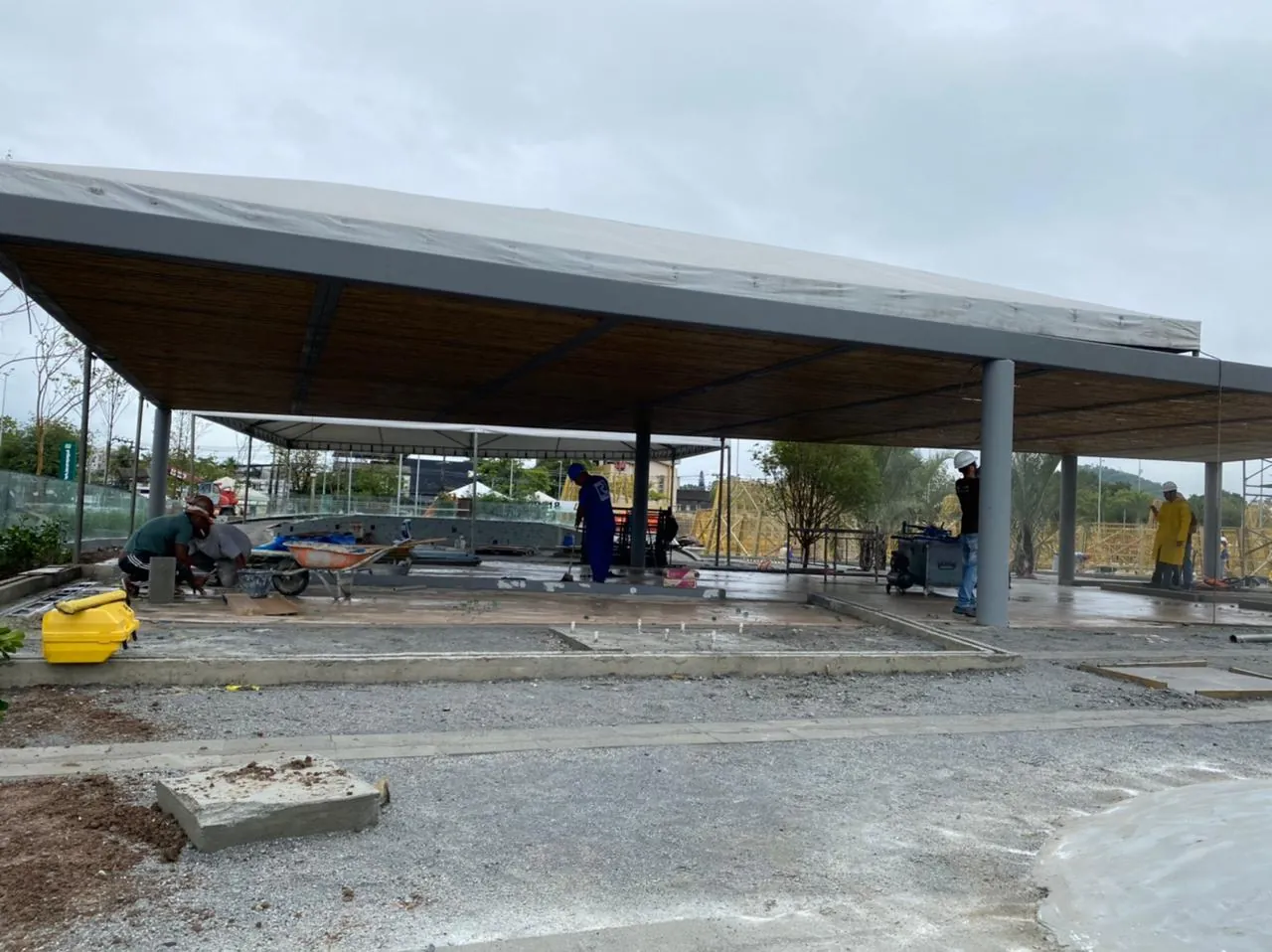 Forro de bambu do Parcão Multiplan — registro de obra.