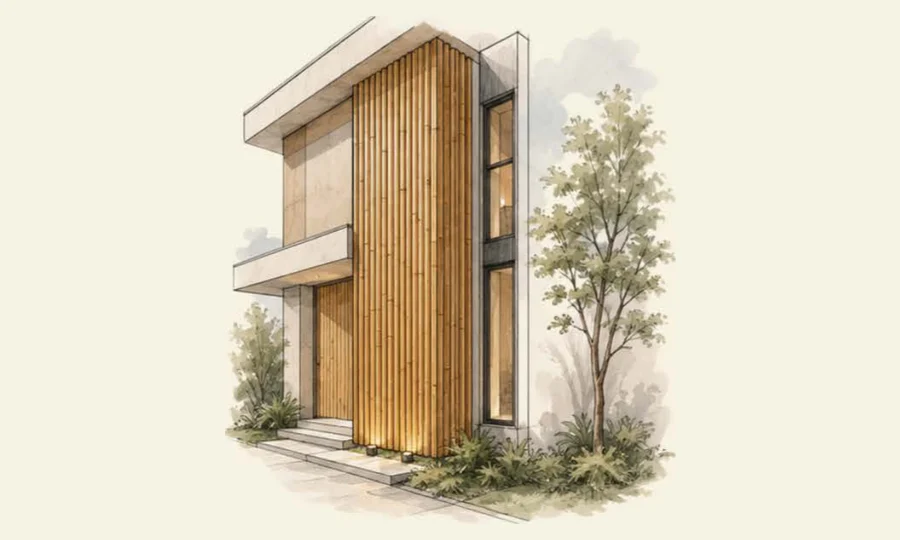 Ilustração de aplicação — Fachada residencial